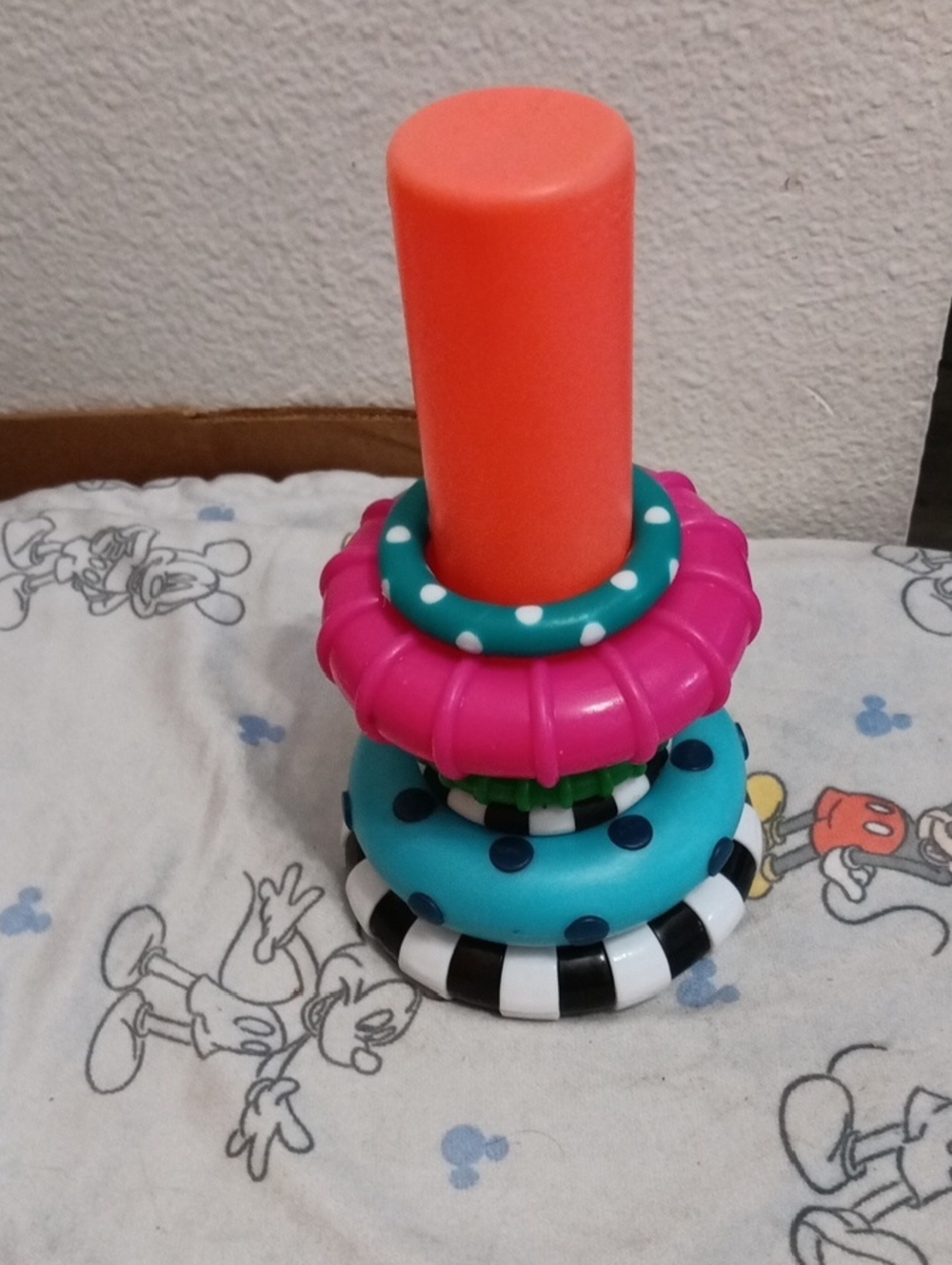 Bright Stackable Baby Ring Toy - Pink, Teal, Orange